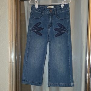 Catimini Blue Embroidered Wide-Leg Jeans